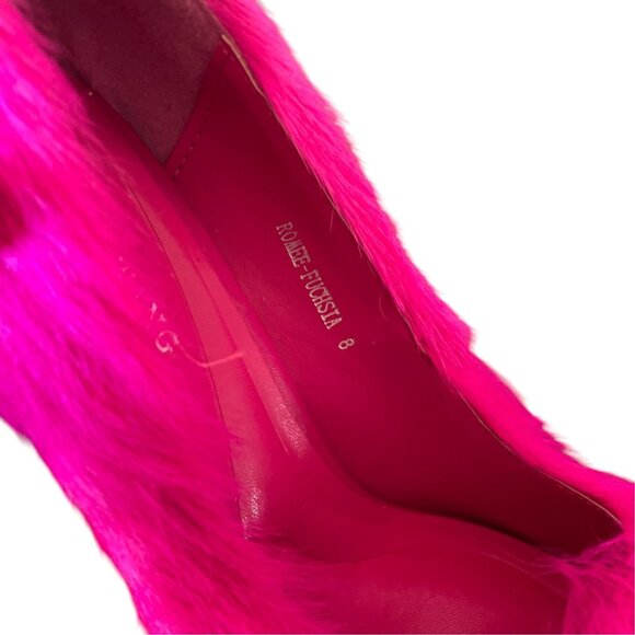 AZALEA WANG Romee Fuchsia Pony Hair Pump Pink Heel SZ 8 - Picture 5 of 10
